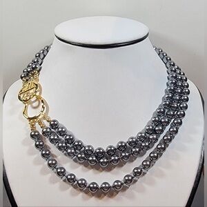 Vintage Kenneth Jay Lane Triple-Strand Simulated Pearl Necklace